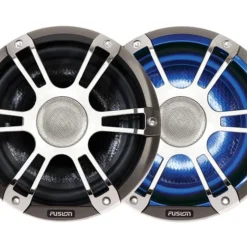 Fusion 2-Way Coaxial Sports Chrome LED Marine Speakers With Regulator 7.7in 280W
